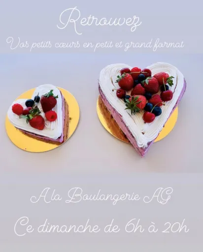 Gâteau pour la Saint-Valentin aux fruits rouges fait maison à Saint-Laurent-de-la-Salanque, Saint-Laurent-de-la-Salanque, La Boulangerie AG